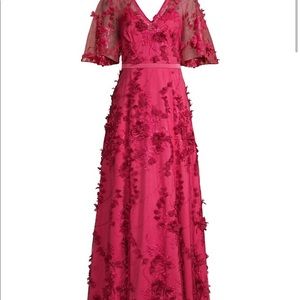 Aidan Mattox Applied Floral V-Neck Gown